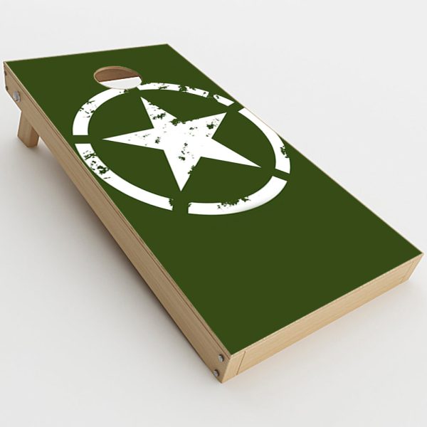 Green Army Star Military  Cornhole Game Board (2 pcs.) Skin For Discount