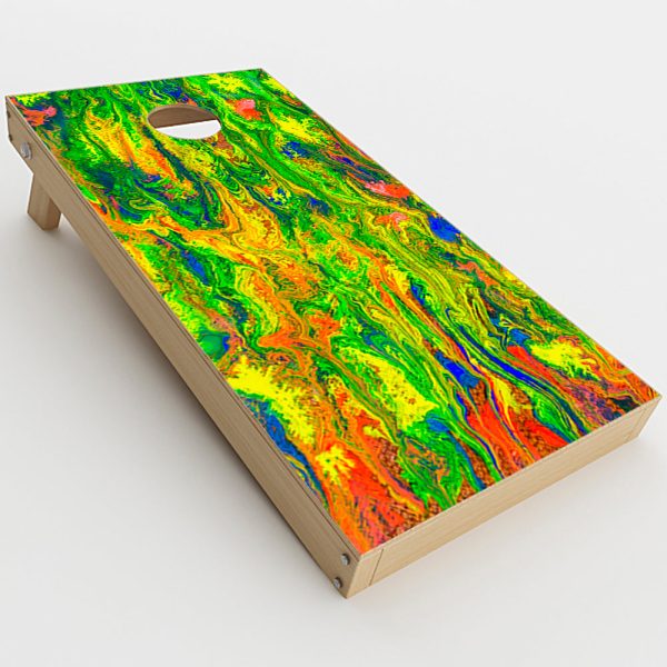 Green Trippy Color Mix Psychedelic  Cornhole Game Board (2 pcs.) Skin Sale