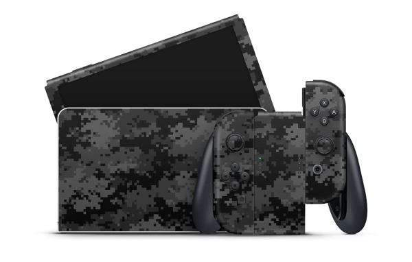 Nintendo Switch OLED Skin Black Digi Camo Hot on Sale